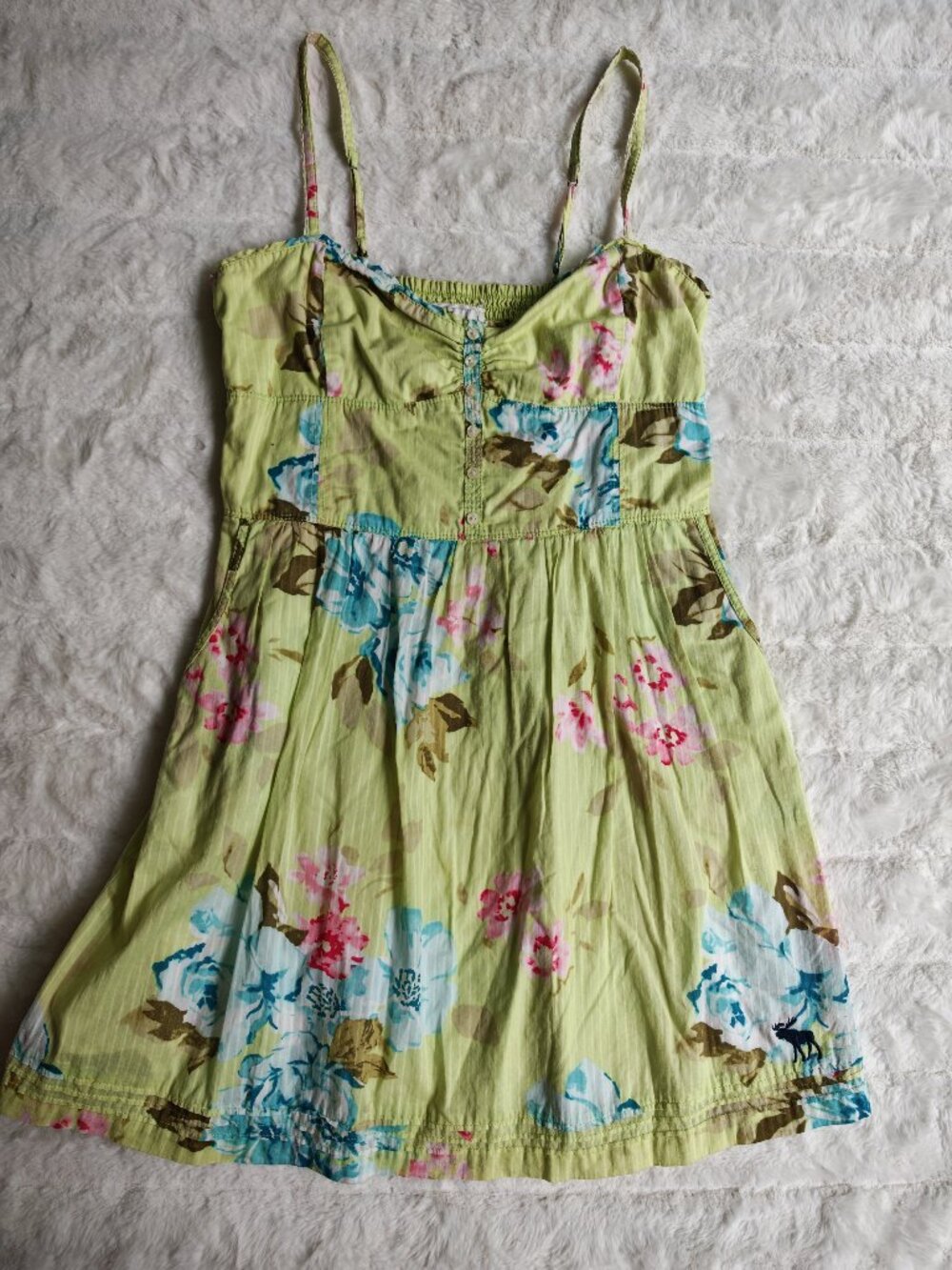Abercrombie & Fitch Floral Babydoll Sundress Size L 100% Cotton Y2K Cottagecore - Picture 3 of 9